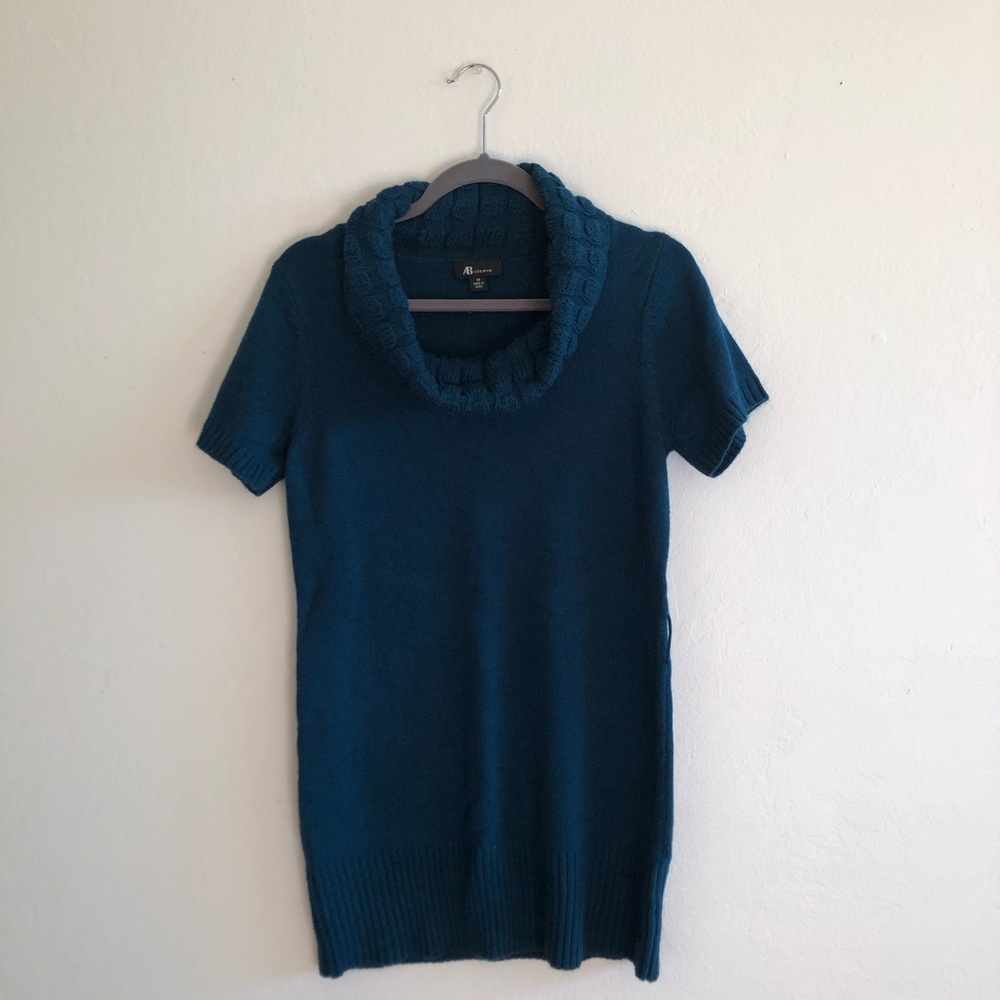 ABstudio Blue Pullover High Neck Sweater Dress